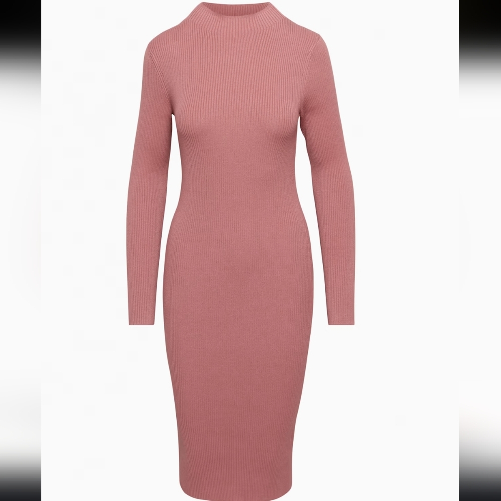 Orange Ribbed Knit Dress